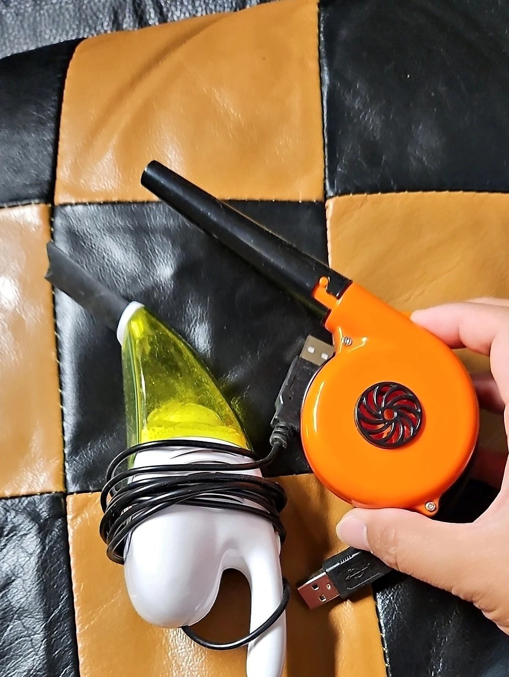 Orange & Black USB Mini Vacuum And Blower